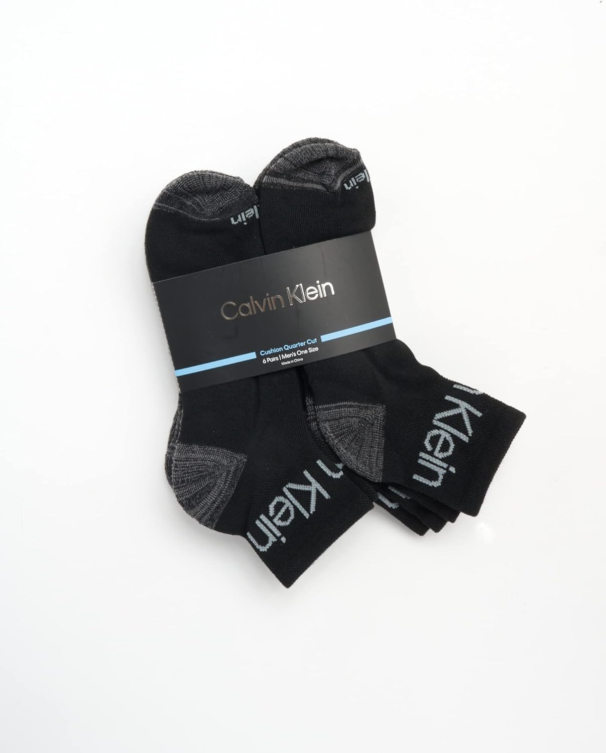 Calvin Klein Men's Cushioned Quarter Socks (6 Pack), Size Shoe Size: 7-12, Solid Black, Solid black
