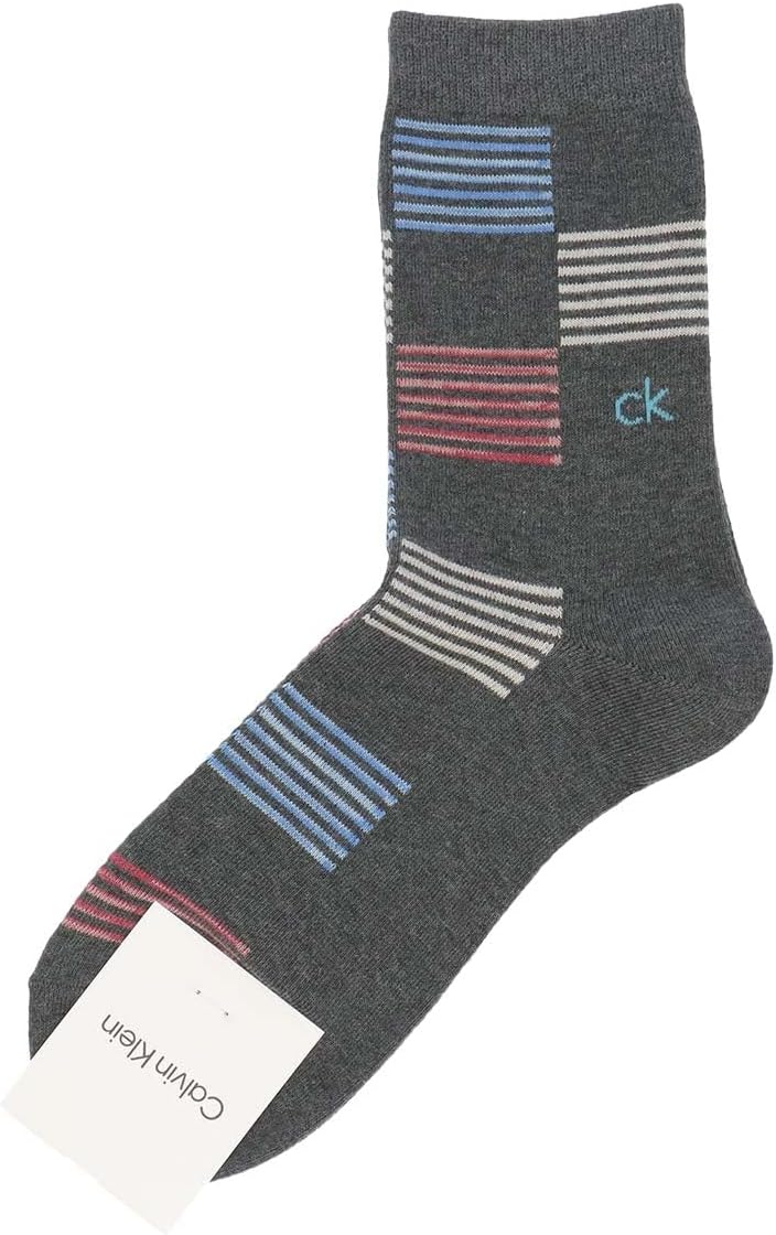 カルバン・クライン メンズソックス｜ボーダーブロックミドル丈靴下