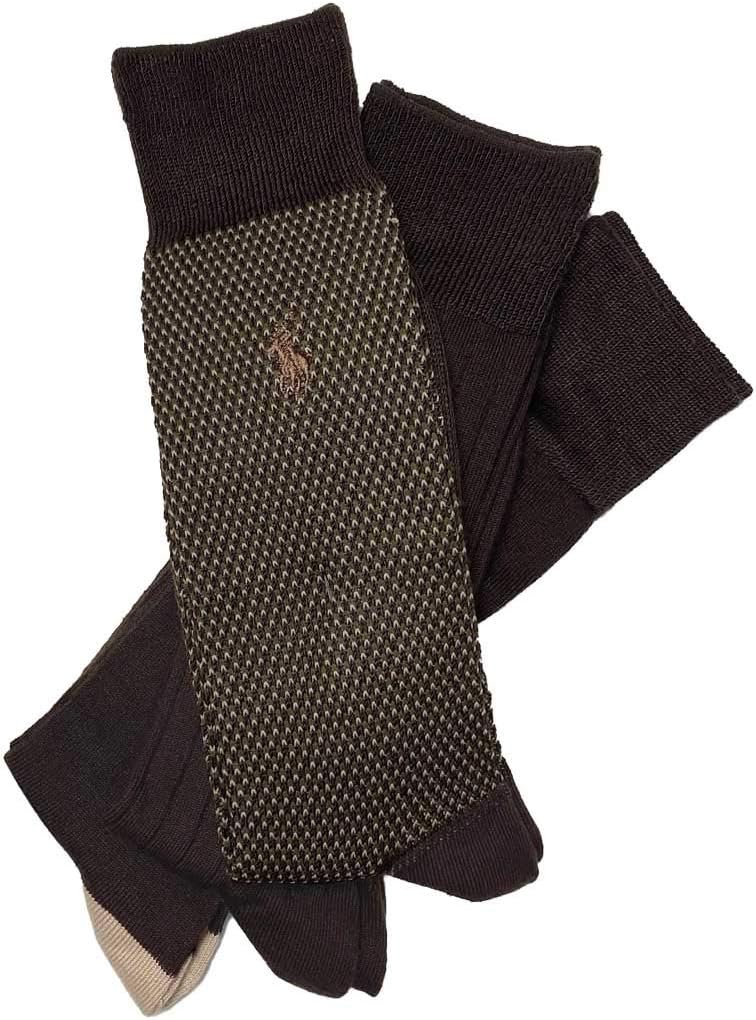 Polo Ralph Lauren 8612PK Business Socks, Set of 3, Super Soft (Antibacterial) Socks, CHOCOLATE (214)