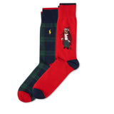 POLO Ralph Lauren ポロ ラルフローレン ポロベア 靴下 メンズ 2足セット 899879 8991036 8991037 Poloベア ボーダー クルーソックス ソックス 2P [並行輸入品]