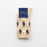 Polo Ralph Lauren 03207557 Women's Crew Socks, Polo Ralph Lauren, Organic Cotton Blend, Flag Mini Bear Allover Pattern