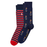 POLO Ralph Lauren ポロ ラルフローレン ポロベア 靴下 メンズ 2足セット 899879 8991036 8991037 Poloベア ボーダー クルーソックス ソックス 2P [並行輸入品]