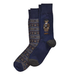 POLO Ralph Lauren ポロ ラルフローレン ポロベア 靴下 メンズ 2足セット 899879 8991036 8991037 Poloベア ボーダー クルーソックス ソックス 2P [並行輸入品]