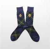 [POLO RALPH LAUREN] Men's Emblem Tartan Plaid Crew Length Socks 92012010 26-28 cm 68. Navy
