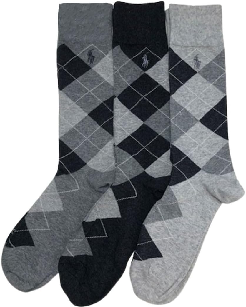 Polo Ralph Lauren Men's Business Socks, Set of 3, Men's Socks, 3PAIRS COMBED Cotton, 8091PK GREY, 9.8-11.4 inches (25.0-29.0 cm) [Parallel Import], gray, Free size