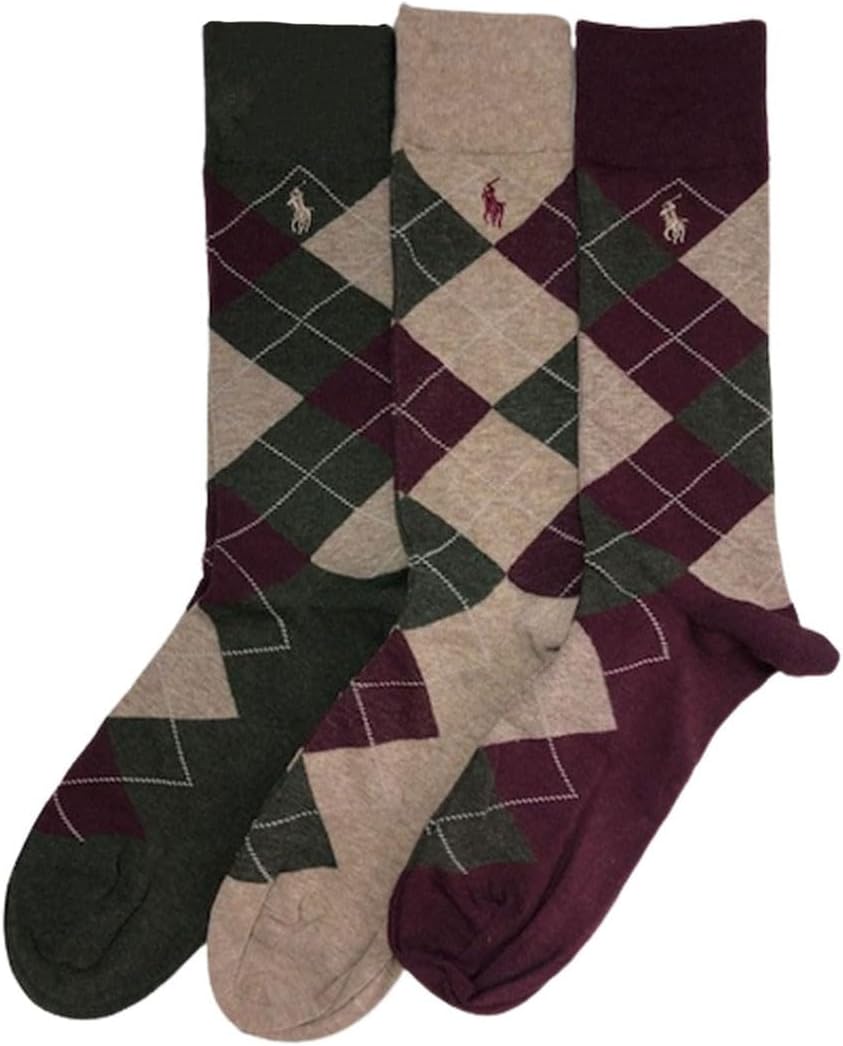 Polo Ralph Lauren Men's Business Socks, Set of 3, Men's Socks, 3PAIRS COMBED Cotton, 8091PK Olive 9.8-11.4 inches (25.0-29.0 cm) [Parallel import goods], green, Free size