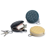 ミニクチュール_ラウンド型 ダイヤキルティング レザーコインケース コンパクト