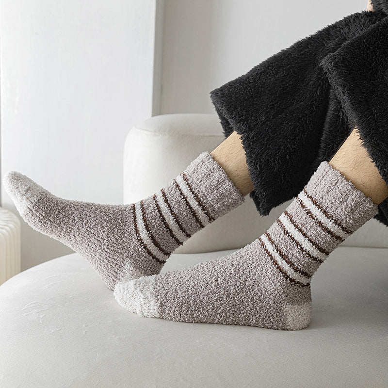 [ セット商品と単品商品] メンズ 秋冬用 厚手 裏起毛 ニーハイソックス ルームソックス（7足/1足）