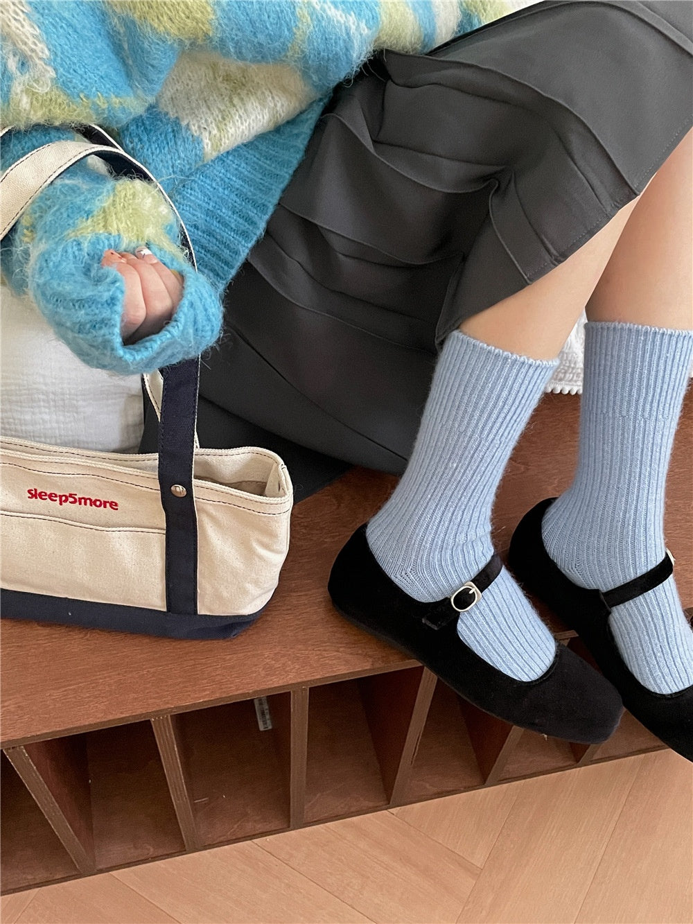 デイリーウォーム_レディース 厚手ウール ミドル丈 あったかソックス