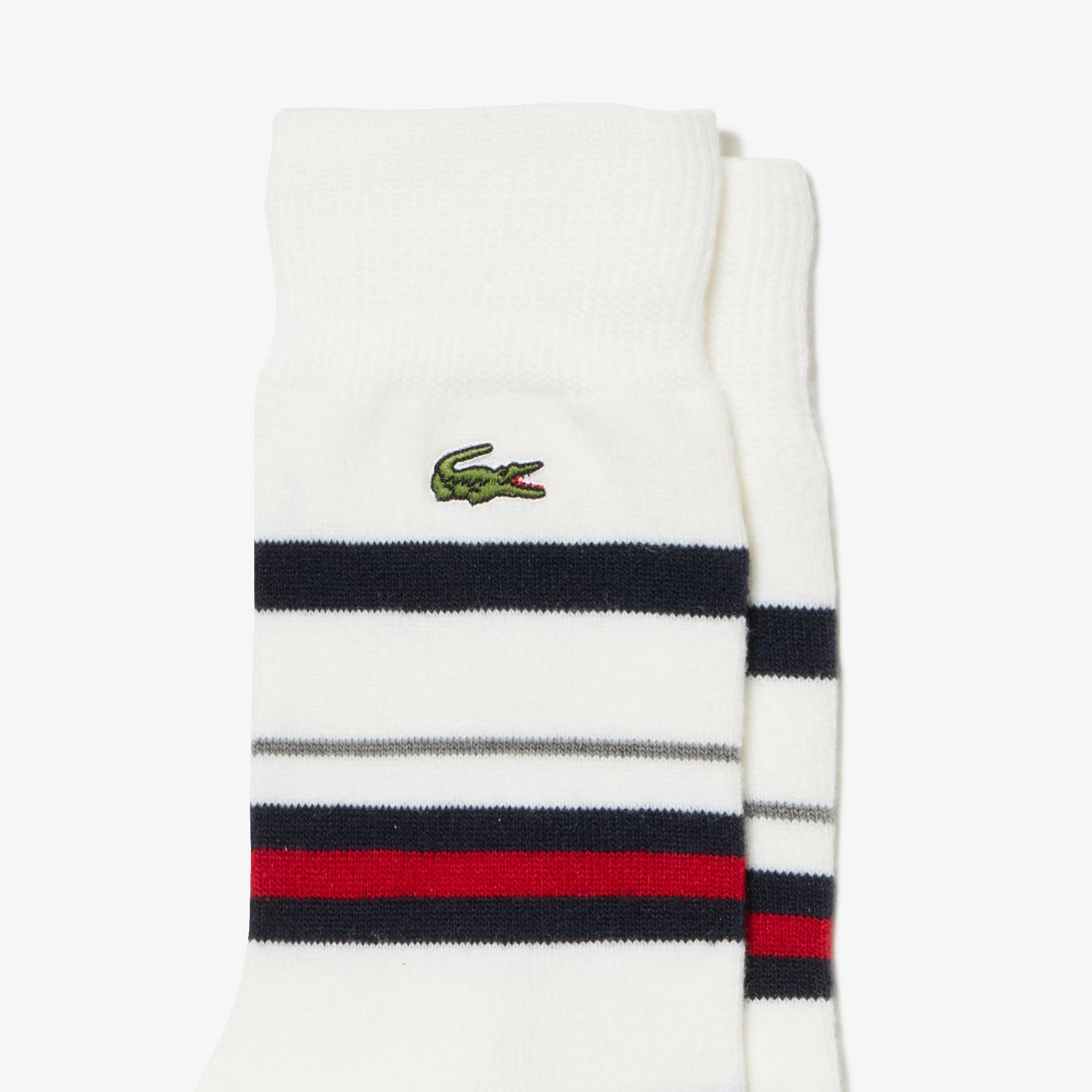 Lacoste Men's Wool Blend Border Crew Socks