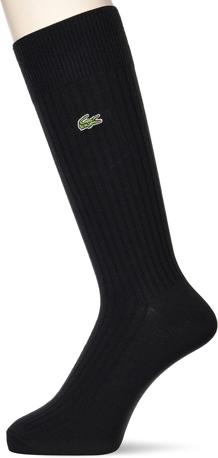Lacoste Official Clock Emblem 3x2 Rib Knit Socks, Men's