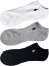 Polo Ralph Lauren Socks, 3 Pair Set, Short Length, Men's, Women's, Unisex, Present, Gift, Black x White x Gray A, 25.0-27.0 cm