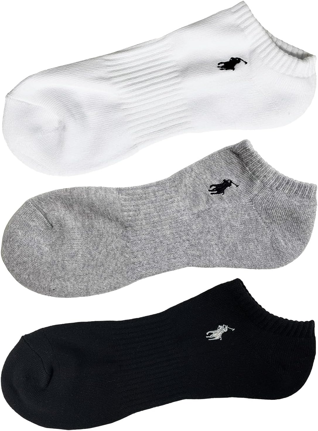 Polo Ralph Lauren Socks, 3 Pair Set, Short Length, Men's, Women's, Unisex, Present, Gift, Black x White x Gray A, 25.0-27.0 cm