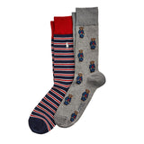 POLO Ralph Lauren ポロ ラルフローレン ポロベア 靴下 メンズ 2足セット 899879 8991036 8991037 Poloベア ボーダー クルーソックス ソックス 2P [並行輸入品]