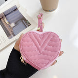 ハートノート_ハート刺繍 ジッパー式 イヤホン用 レザーケース