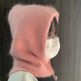 サーモフード_保温 フード＆スカーフ一体型 ドローストリングキャップ 冬用