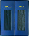 Polo Ralph Lauren Men's One-Point Embroidery, Solid Ribbed, Business Socks, Crew Length, 2 Pair Set, Socks Gift Set, Navy x Charcoal