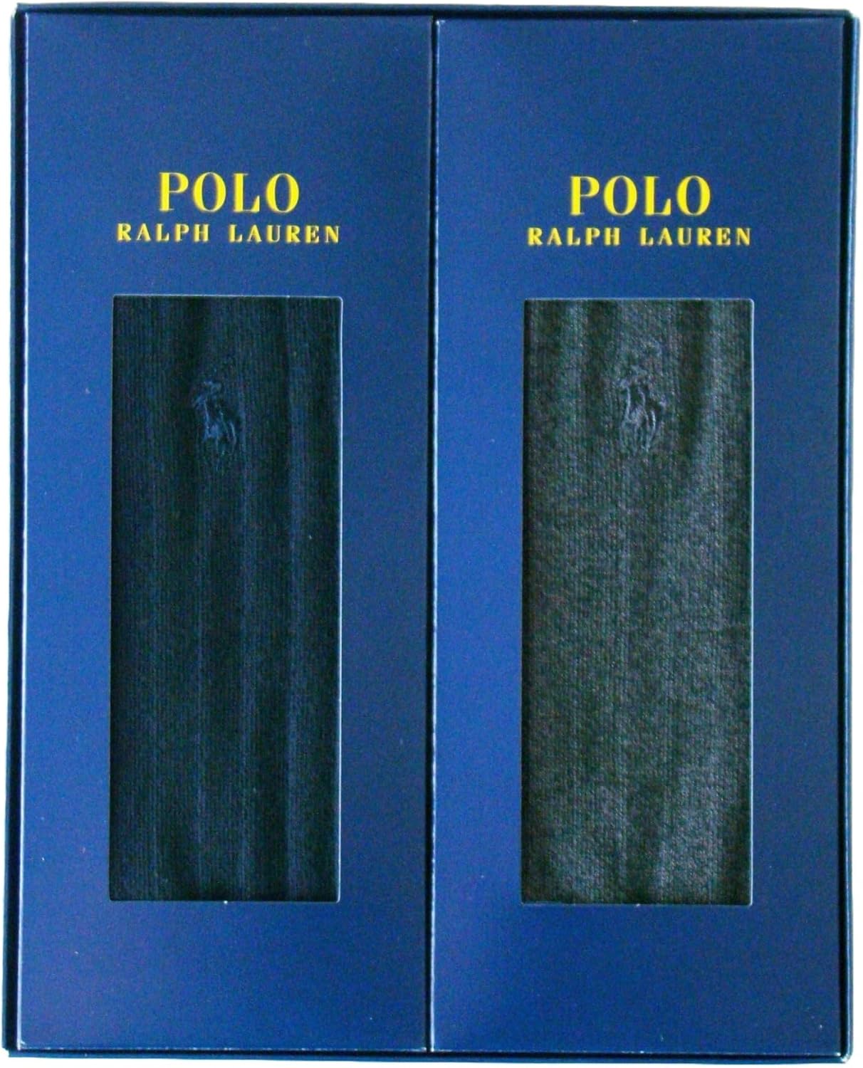 Polo Ralph Lauren Men's One-Point Embroidery, Solid Ribbed, Business Socks, Crew Length, 2 Pair Set, Socks Gift Set, Navy x Charcoal