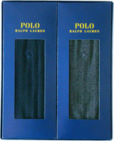 Polo Ralph Lauren Men's One-Point Embroidery, Solid Ribbed, Business Socks, Crew Length, 2 Pair Set, Socks Gift Set, Navy x Charcoal
