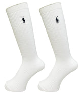 Polo Ralph Lauren Socks, High Socks, School Socks, Set of 2, 12.6 inches (32 cm), Length 14.2 inches (36 cm), One Point Embroidery, Ribbed, Women's
