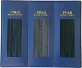 Polo Ralph Lauren Men's One-Point Embroidery, Solid Ribbed, Business Socks, Crew Length, 3 Pair Set, Socks Gift Set, Navy x Charcoal x Black