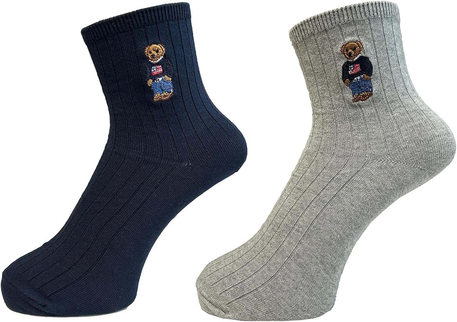 Polo Ralph Lauren Polo RALPH LAUREN Socks, Set of 2, Polo, Bear, Embroidery, Women's, A, 8.7 - 9.4 inches (22 - 24 cm), a