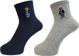 Polo Ralph Lauren Polo RALPH LAUREN Socks, Set of 2, Polo, Bear, Embroidery, Women's, A, 8.7 - 9.4 inches (22 - 24 cm), a