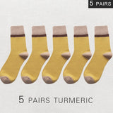 メンズ レトロカラーブロックソックス | デイリー用カジュアル5足セット