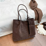 Suede Note_Large Capacity Matte Suede Shoulder Bag for Women