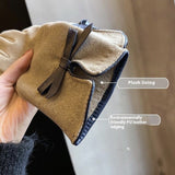 リボモコ_レディース 冬あったか 韓国風 リボンデザイン フリース裏地手袋