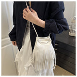 Women's Soft Leather Mini Satchel Bag with Tassels