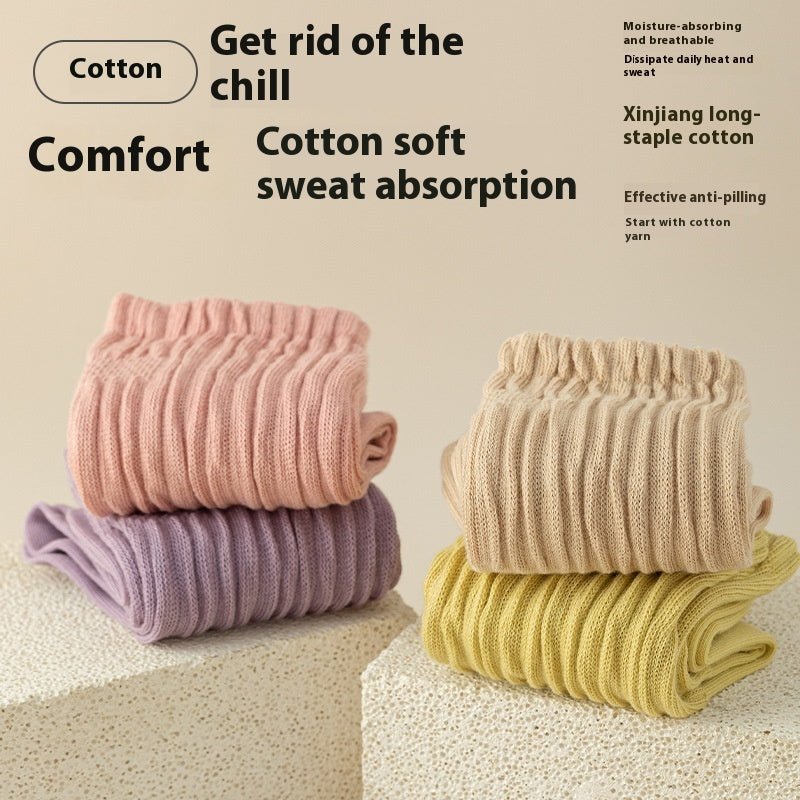 コリガール_秋冬 レディース 韓国風 コットン ミドル丈ガーリーソックス