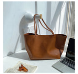 ソフトレーヴ_PUレザー 大容量レディース トート＆ショルダーバッグ