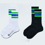 [Set Product] Japanese Convenience Store Style Line Socks | White & Black Set