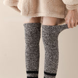 リラックスウォーム_コーラルフリース ニーハイソックス 厚手 ふわもこ 冬用