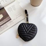 ハートノート_ハート刺繍 ジッパー式 イヤホン用 レザーケース