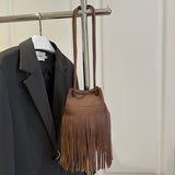 Women's Soft Leather Mini Satchel Bag with Tassels