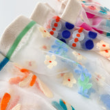 ルミナスレース_レディース サマー クリスタルソックス 薄手 花柄 ロング丈