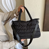 ソフトキルト_キルティング風 大容量チェック刺繍 2WAYショルダーバッグ