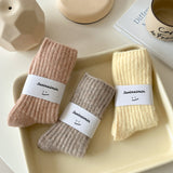 デイリーウォーム_レディース 厚手 裏起毛 ウール ミドル丈ソックス