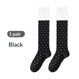 ドットパフ_ドット柄 配色 ニーハイソックス コットン ルーズフィット