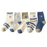 [ セット商品 ] キッズフレンズ＿＿キッズ コットンジャカードソックス 通気性 吸汗タイプ（5足）