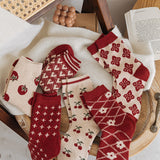 デイリーウォーム_冬あったか レディース プリント柄ソックス