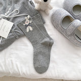 ガーリーボウ_リボン付き ガーリー ミドル丈ソックス レディース