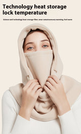 ウォームフーディ_冬 レディース マスク＆スカーフ一体型 防寒あったか帽子