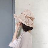 RAFIA SUN_Raffia Style Straw Hat UV Protection Face Cover Bucket Hat