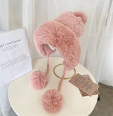 パールキャップ_冬 レディース パール飾り カワイイ ニット帽