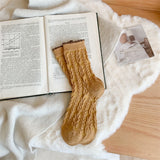 [ セット商品 ] デイリーウォーム_レディース 冬あったか 厚手ウール カシミヤ風 くしゅソックス（イエロー系）（10足）