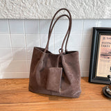 Suede Note_Large Capacity Matte Suede Shoulder Bag for Women