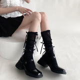 ガーリッシュボウ_レディース 薄手 バブル口 リボンソックス カーフ丈